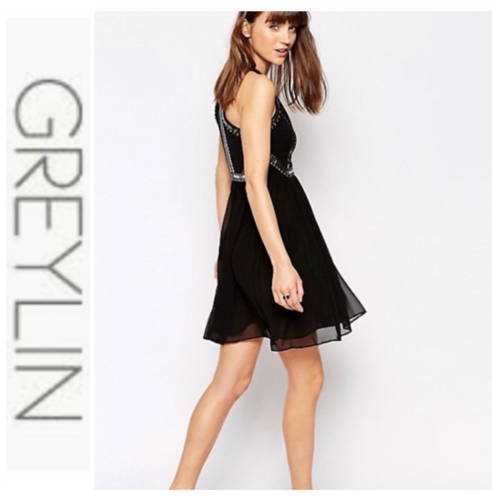💕SALE💕 Graylin Black Kelvin Embellished Dress - Picture 2 of 10